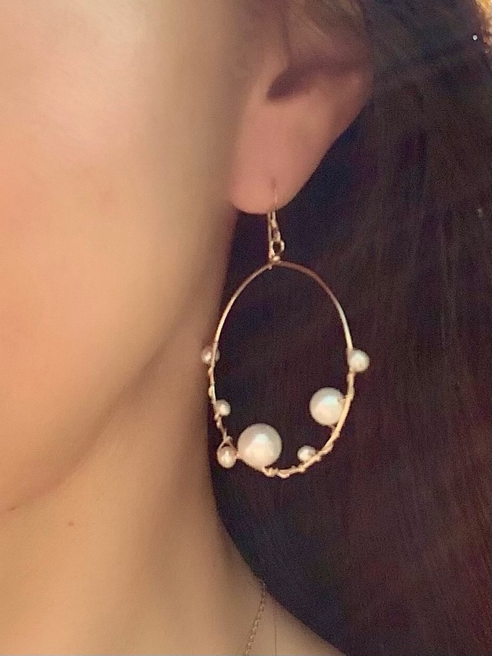 NEW/ Bubble Hoop Earrings - White Pearl, 14K Gold Filled, Made in Hawaii